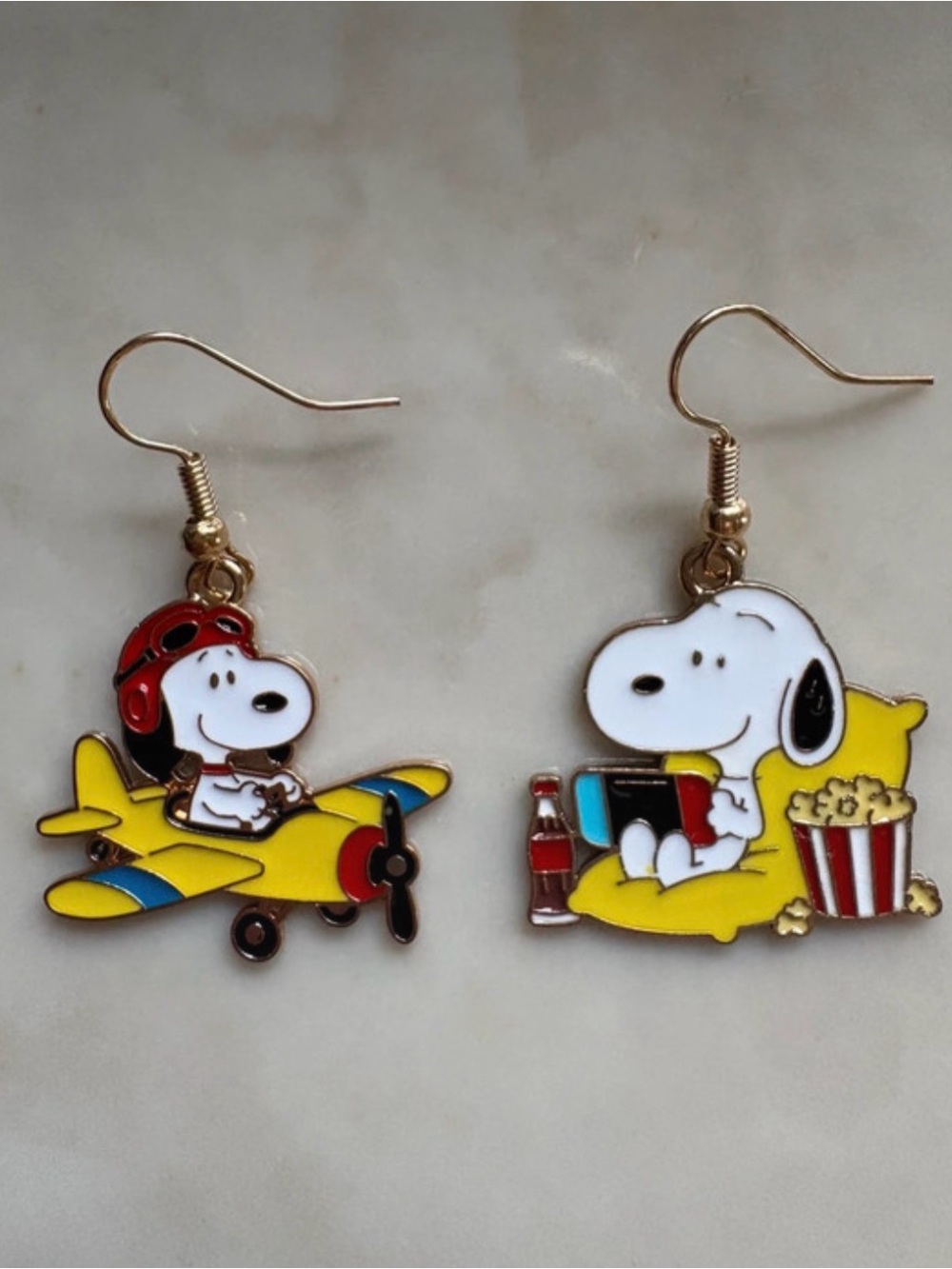Snoopy Yellow Airplane & Movie Night Earrings